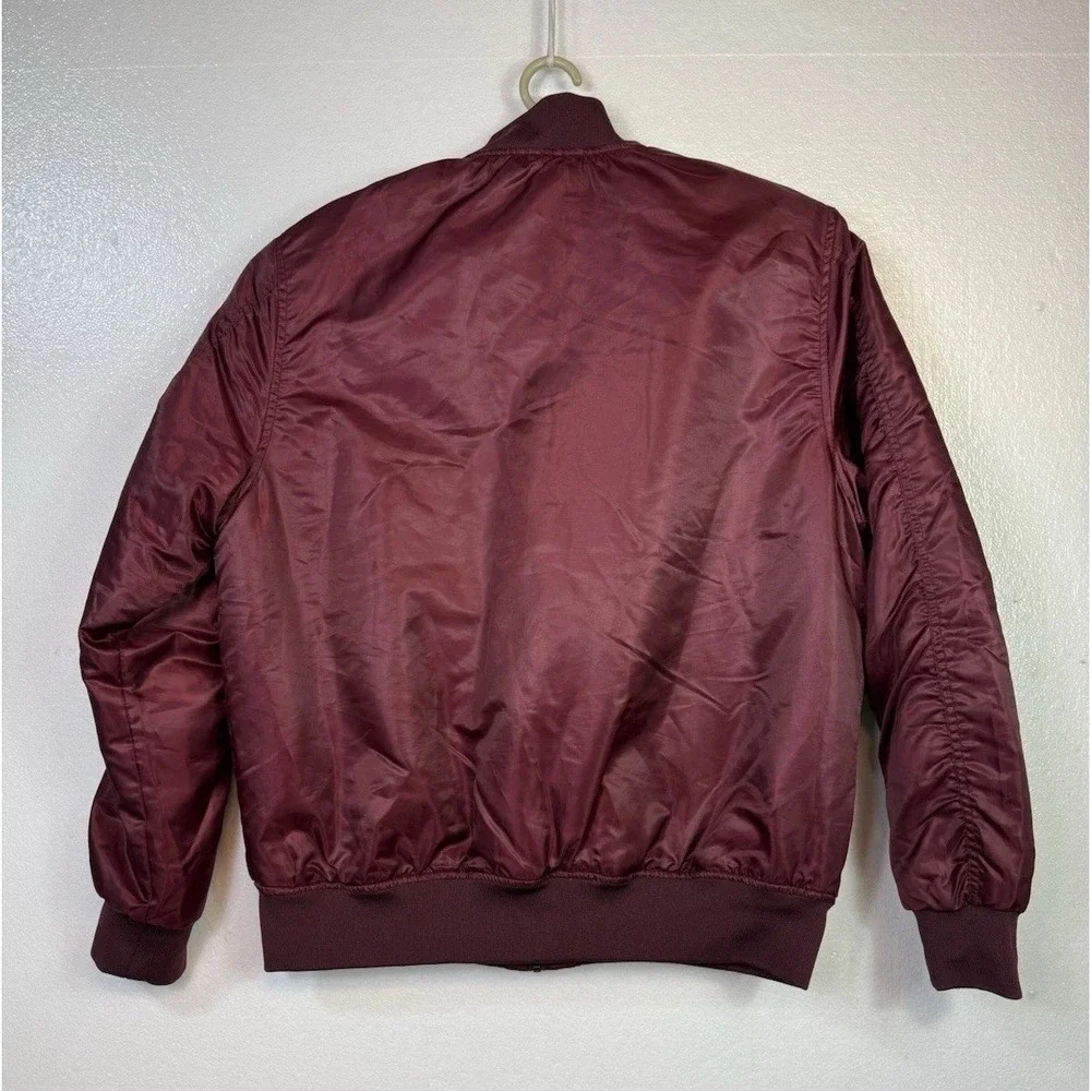 Southpole Mens Bomber Jacket Full Zip Puffer Coat Sz XL Y2K Burgundy Satin